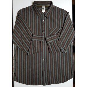 The North Face Long Sleeve Button Up Brown Striped Casual Shirt Men's Size XL